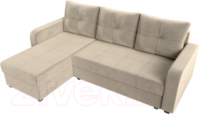 Диван угловой Лига Диванов Ливерпуль Лайт левый (микровельвет бежевый)