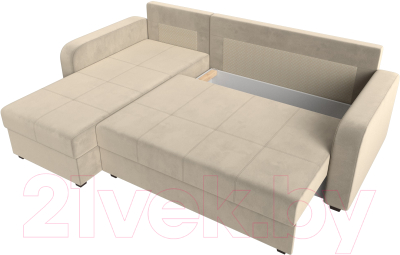 Диван угловой Лига Диванов Ливерпуль Лайт левый (микровельвет бежевый)