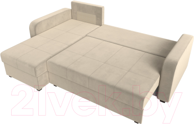 Диван угловой Лига Диванов Ливерпуль Лайт левый (микровельвет бежевый)