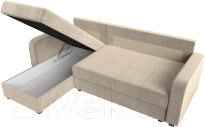 Диван угловой Лига Диванов Ливерпуль Лайт левый (микровельвет бежевый)