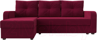 Диван угловой Лига Диванов Ливерпуль Лайт левый (микровельвет бордовый)