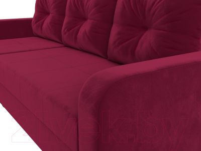 Диван угловой Лига Диванов Ливерпуль Лайт левый (микровельвет бордовый)
