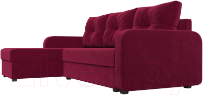 Диван угловой Лига Диванов Ливерпуль Лайт левый (микровельвет бордовый)