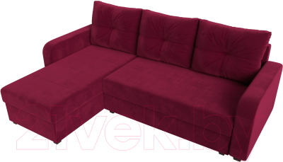 Диван угловой Лига Диванов Ливерпуль Лайт левый (микровельвет бордовый)