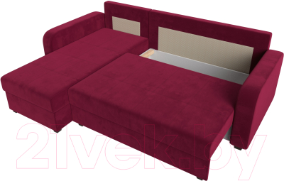 Диван угловой Лига Диванов Ливерпуль Лайт левый (микровельвет бордовый)