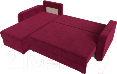 Диван угловой Лига Диванов Ливерпуль Лайт левый (микровельвет бордовый)
