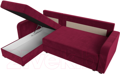 Диван угловой Лига Диванов Ливерпуль Лайт левый (микровельвет бордовый)