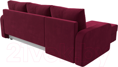 Диван угловой Лига Диванов Ливерпуль Лайт левый (микровельвет бордовый)