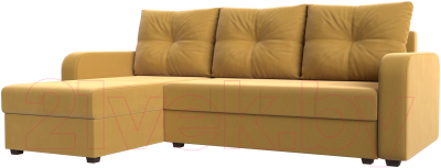 Диван угловой Лига Диванов Ливерпуль Лайт левый (микровельвет желтый) - фото