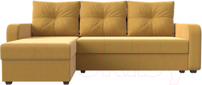 Диван угловой Лига Диванов Ливерпуль Лайт левый (микровельвет желтый)