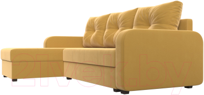 Диван угловой Лига Диванов Ливерпуль Лайт левый (микровельвет желтый)