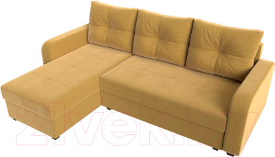 Диван угловой Лига Диванов Ливерпуль Лайт левый (микровельвет желтый)