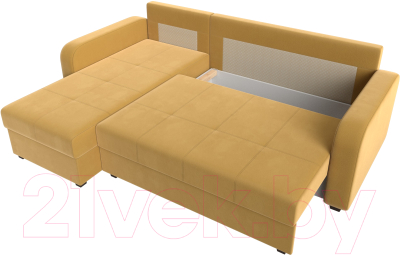 Диван угловой Лига Диванов Ливерпуль Лайт левый (микровельвет желтый)