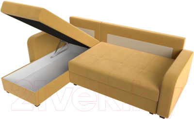Диван угловой Лига Диванов Ливерпуль Лайт левый (микровельвет желтый)