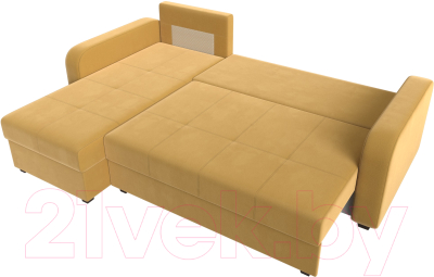Диван угловой Лига Диванов Ливерпуль Лайт левый (микровельвет желтый)