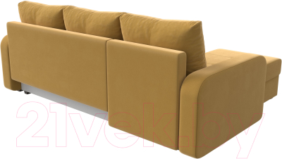 Диван угловой Лига Диванов Ливерпуль Лайт левый (микровельвет желтый)