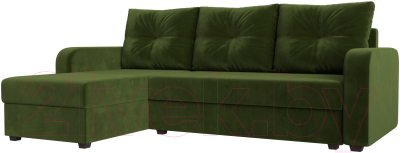 Диван угловой Лига Диванов Ливерпуль Лайт левый (микровельвет зеленый) - фото