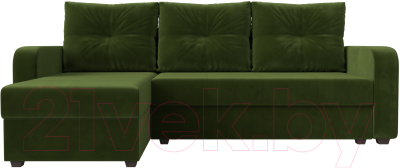 Диван угловой Лига Диванов Ливерпуль Лайт левый (микровельвет зеленый)