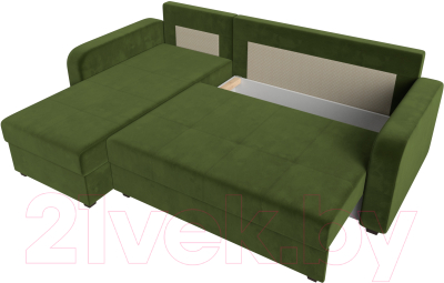 Диван угловой Лига Диванов Ливерпуль Лайт левый (микровельвет зеленый)