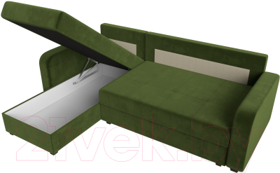 Диван угловой Лига Диванов Ливерпуль Лайт левый (микровельвет зеленый)