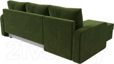 Диван угловой Лига Диванов Ливерпуль Лайт левый (микровельвет зеленый)