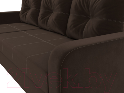 Диван угловой Лига Диванов Ливерпуль Лайт левый (микровельвет коричневый)