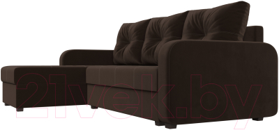 Диван угловой Лига Диванов Ливерпуль Лайт левый (микровельвет коричневый)
