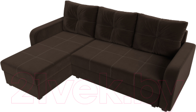 Диван угловой Лига Диванов Ливерпуль Лайт левый (микровельвет коричневый)