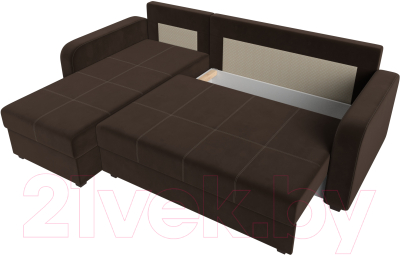 Диван угловой Лига Диванов Ливерпуль Лайт левый (микровельвет коричневый)