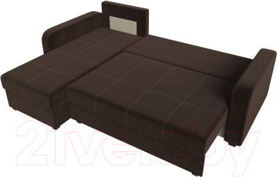 Диван угловой Лига Диванов Ливерпуль Лайт левый (микровельвет коричневый)