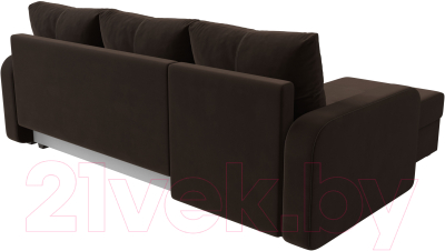 Диван угловой Лига Диванов Ливерпуль Лайт левый (микровельвет коричневый)