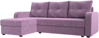 Диван угловой Лига Диванов Ливерпуль Лайт левый (микровельвет сиреневый) - фото