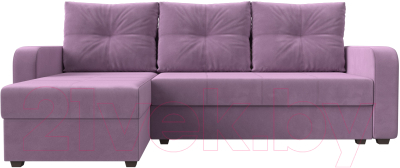 Диван угловой Лига Диванов Ливерпуль Лайт левый (микровельвет сиреневый)