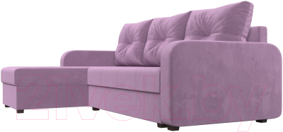 Диван угловой Лига Диванов Ливерпуль Лайт левый (микровельвет сиреневый)