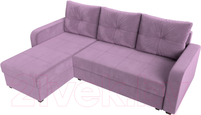 Диван угловой Лига Диванов Ливерпуль Лайт левый (микровельвет сиреневый)