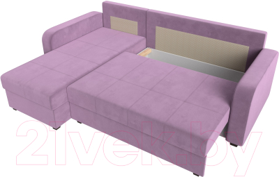 Диван угловой Лига Диванов Ливерпуль Лайт левый (микровельвет сиреневый)