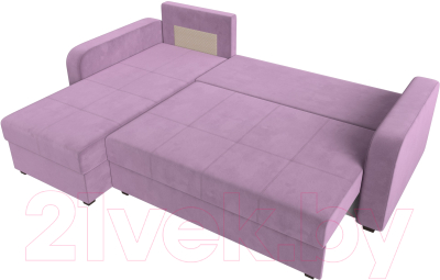 Диван угловой Лига Диванов Ливерпуль Лайт левый (микровельвет сиреневый)