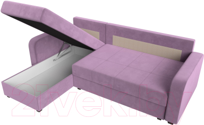 Диван угловой Лига Диванов Ливерпуль Лайт левый (микровельвет сиреневый)