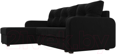 Диван угловой Лига Диванов Ливерпуль Лайт левый (микровельвет черный)