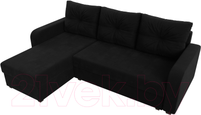 Диван угловой Лига Диванов Ливерпуль Лайт левый (микровельвет черный)