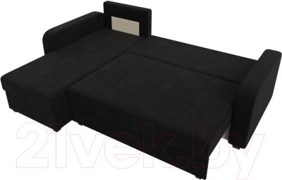 Диван угловой Лига Диванов Ливерпуль Лайт левый (микровельвет черный)