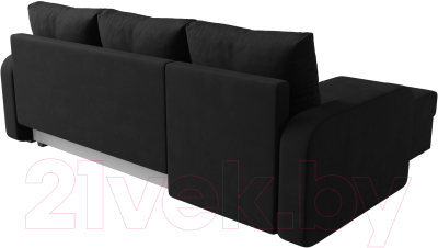 Диван угловой Лига Диванов Ливерпуль Лайт левый (микровельвет черный)