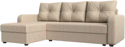 Диван угловой Лига Диванов Ливерпуль Лайт левый (экокожа бежевый) - фото