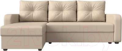 Диван угловой Лига Диванов Ливерпуль Лайт левый (экокожа бежевый)