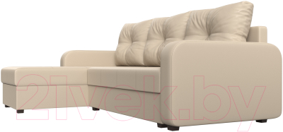 Диван угловой Лига Диванов Ливерпуль Лайт левый (экокожа бежевый)