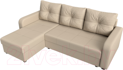 Диван угловой Лига Диванов Ливерпуль Лайт левый (экокожа бежевый)