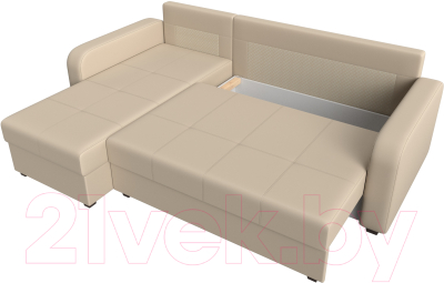 Диван угловой Лига Диванов Ливерпуль Лайт левый (экокожа бежевый)