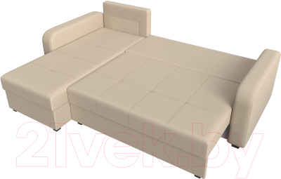 Диван угловой Лига Диванов Ливерпуль Лайт левый (экокожа бежевый)