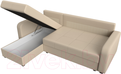 Диван угловой Лига Диванов Ливерпуль Лайт левый (экокожа бежевый)