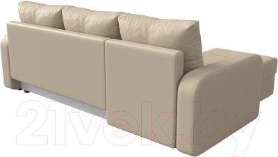 Диван угловой Лига Диванов Ливерпуль Лайт левый (экокожа бежевый)